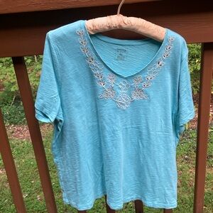 Hastings & Smith cotton blue embroidered shirt